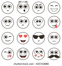 set of smiley faces isolated on white