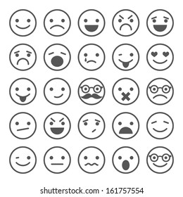 Set of smiley icons: different emotions