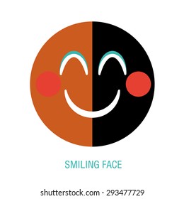 Set of smiley icons: different emotions. emoticon on a white background,a Vector Cute Cartoon faces. 