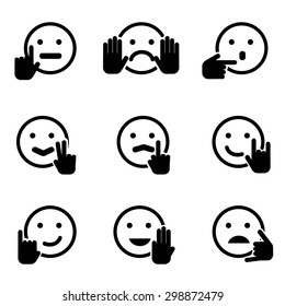 Set of smiley icons: different emotions