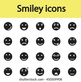 Set of smiley icons with different emotions. Vector Illustration