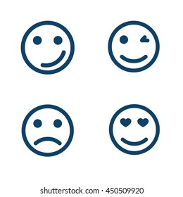 Set of smiley icons with different emotions. Vector Illustration