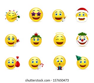 set of smiley images on a party theme