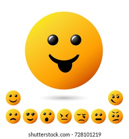 Set Smiley pyramid icon. collection creative cartoon style smiles with different emotions. 