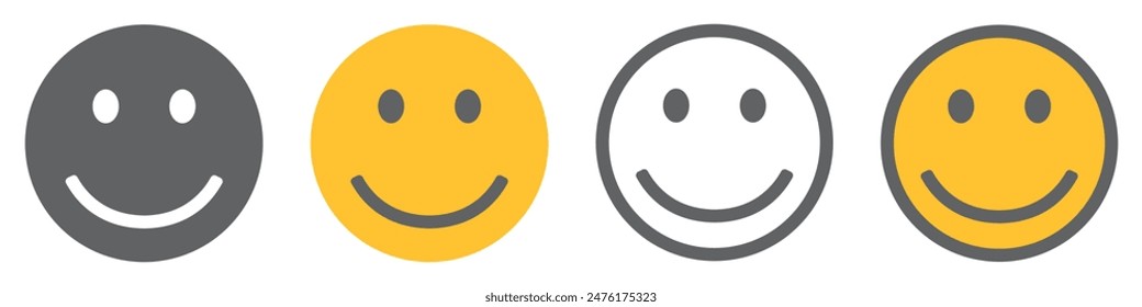 Set of smiley. Smiling face icon, cute smile. Happy emotion sign, emoticon symbol. Vector illustration.