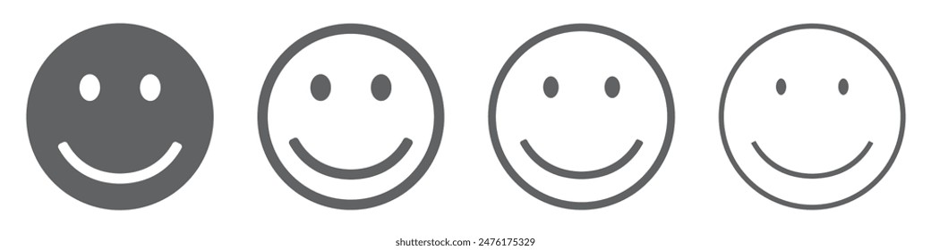 Set of smiley. Smiling face icon, cute smile. Happy emotion sign, emoticon symbol. Vector illustration.