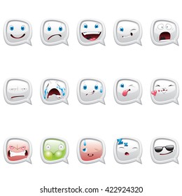 Set of smiley white bubbles