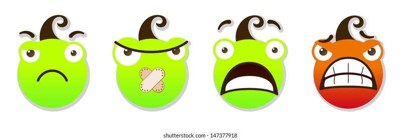 set of smileys. Angry and sad smileys. Vector illustration isolated on a white background