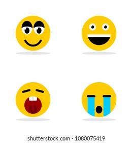 A set of smileys. A crusty, happy, angry face. Yellow face with emotions. Facial expression