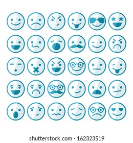 Set of smileys in different emotions and moods