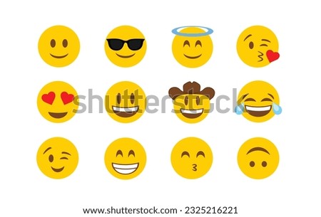Set of smileys with emotions. Emoji vector. Smile icon set. Emoticon icon web - stock vector.