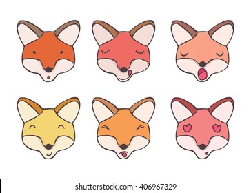 Set smileys foxes