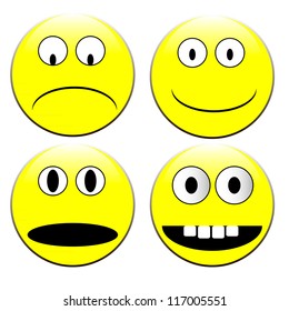 Set of smileys on white background