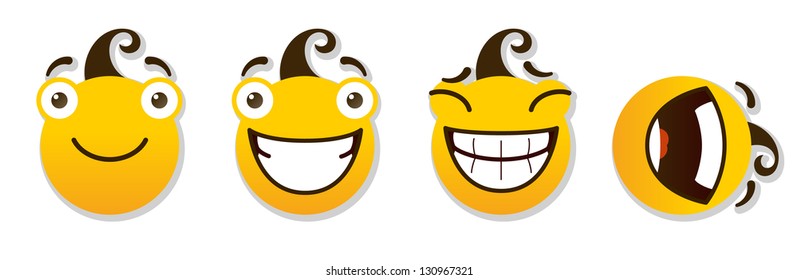 Set of smileys. Positive smileys. Vector illustration isolated on a white background