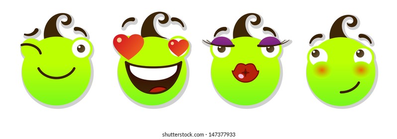 set of smileys. Positive smileys. Vector illustration isolated on a white background