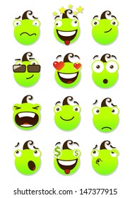 set of smileys. Vector illustration isolated on a white background.