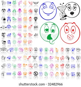 Set of smilies. Part 2. Isolated groups and layers. Global colors.