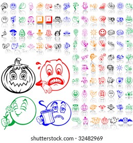 Set of smilies. Part 3. Isolated groups and layers. Global colors.