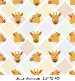 Set of smiling cartoon giraffes