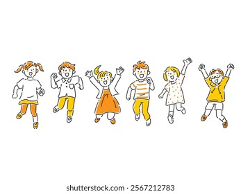 A set of smiling children running towards you