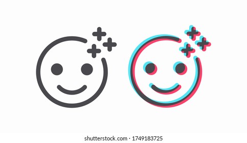 Set of smiling emoticons isolated on a white background. Story stickers in the style of social networks, messengers. Vector illustration