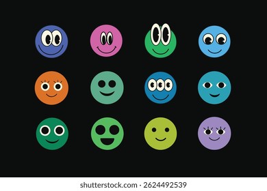 Conjunto de Vector de ilustración de diseño de emoticonos de cara sonriente
