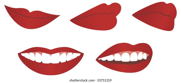 Set Smiling Female Lips Isolated On Stock Illustration 60358870 ...