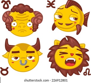 set of smiling horoscope