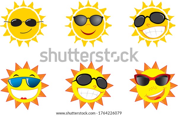 Set Smiling Sun Vector Graphics Moving Stock Vector (Royalty Free ...