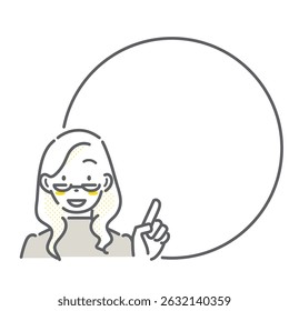 A set of smiling women and frames - simple and stylish line drawing illustrations