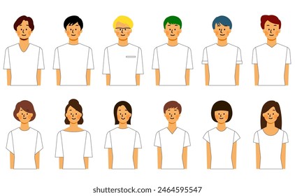 Set von lächelnden jungen Menschen (Oberkörper)