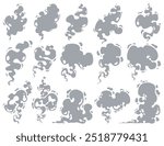 Set of smoke clouds. Gas, smoke, steam effect icon. Vector illustration