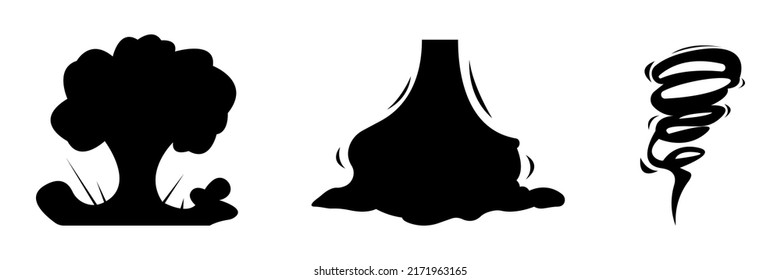 Set of smoke silhouettes in cartoon style. Vector
