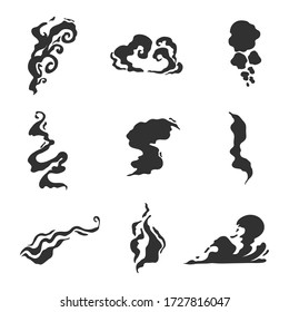 Set of smoke silhouettes.Cartoon style. Vector illustration.