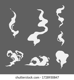 Set of smoke silhouettes.Cartoon style. Vector illustration.