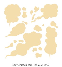Set of smoke and steam in cartoon style. Air, steam icons. Vector illustrations
