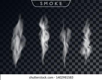 Set smoke. Vector overlay design elements on isolated transparent background.