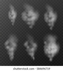 Set Smoke set vectors on transparent background.