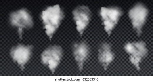 Set Smoke set vectors on transparent background.