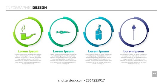 Set Smoking pipe, Marijuana joint, Bong for smoking marijuana and Opium poppy. Business infographic template. Vector