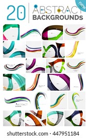 Set of smooth abstract backgrounds - wave motion concepts. Infinity space templates with sample text. Business card and identity design elements