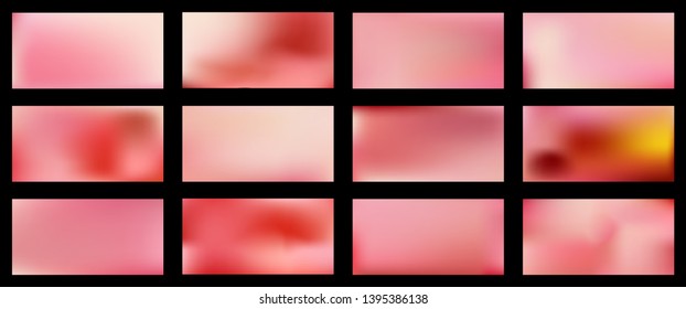 Set of Smooth abstract colorful mesh backgrounds Soft pink rose gradient. Modern blazing backdrop for poster, banner, mobile app screen, invitations. Vector design.