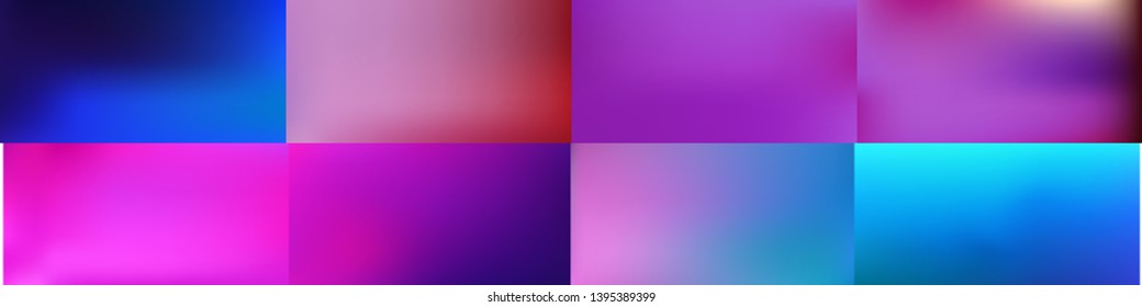 Set of Smooth abstract colorful mesh backgrounds Soft pink blue gradient. Modern blazing backdrop for poster, banner, mobile app screen, invitations. Vector design.