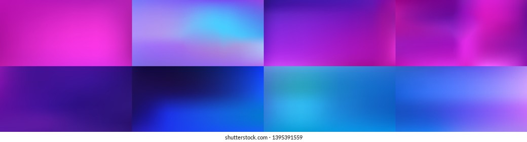 Set of Smooth abstract colorful mesh backgrounds Soft pink blue gradient. Modern blazing backdrop for poster, banner, mobile app screen, invitations. Vector design.