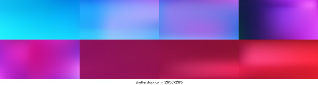 Set of Smooth abstract colorful mesh backgrounds Soft pink blue gradient. Modern blazing backdrop for poster, banner, mobile app screen, invitations. Vector design.