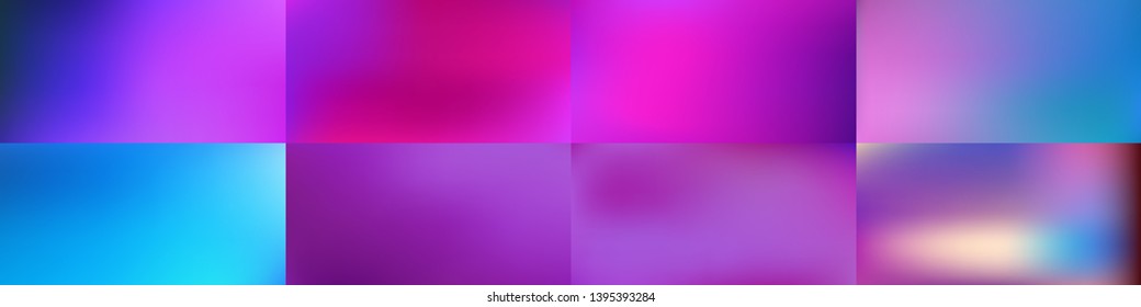 Set of Smooth abstract colorful mesh backgrounds Soft pink blue gradient. Modern blazing backdrop for poster, banner, mobile app screen, invitations. Vector design.