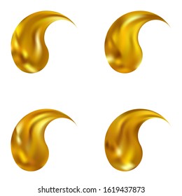 Set of smooth backgrounds with yin or yang. Holographic original east style. Trendy soft color illustration. Yellow elegant and easy editable colorful fluid covers for your creative projects.