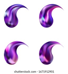 Set of smooth backgrounds with yin or yang. Trendy soft color icon. Flat original east style. Violet elegant and easy editable colorful fluid covers for your creative projects.