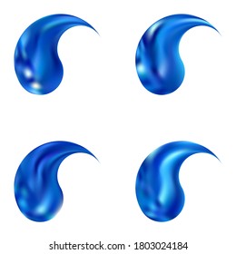 Set of smooth backgrounds with yin or yang. Trendy soft color symbol. Chinese original east style. Blue elegant and easy editable colorful fluid covers for your creative projects.