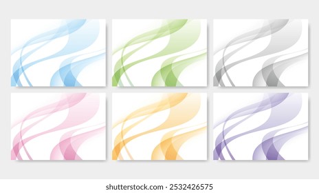 Conjunto de fondos abstractos curvados lisos, Ilustración vectorial